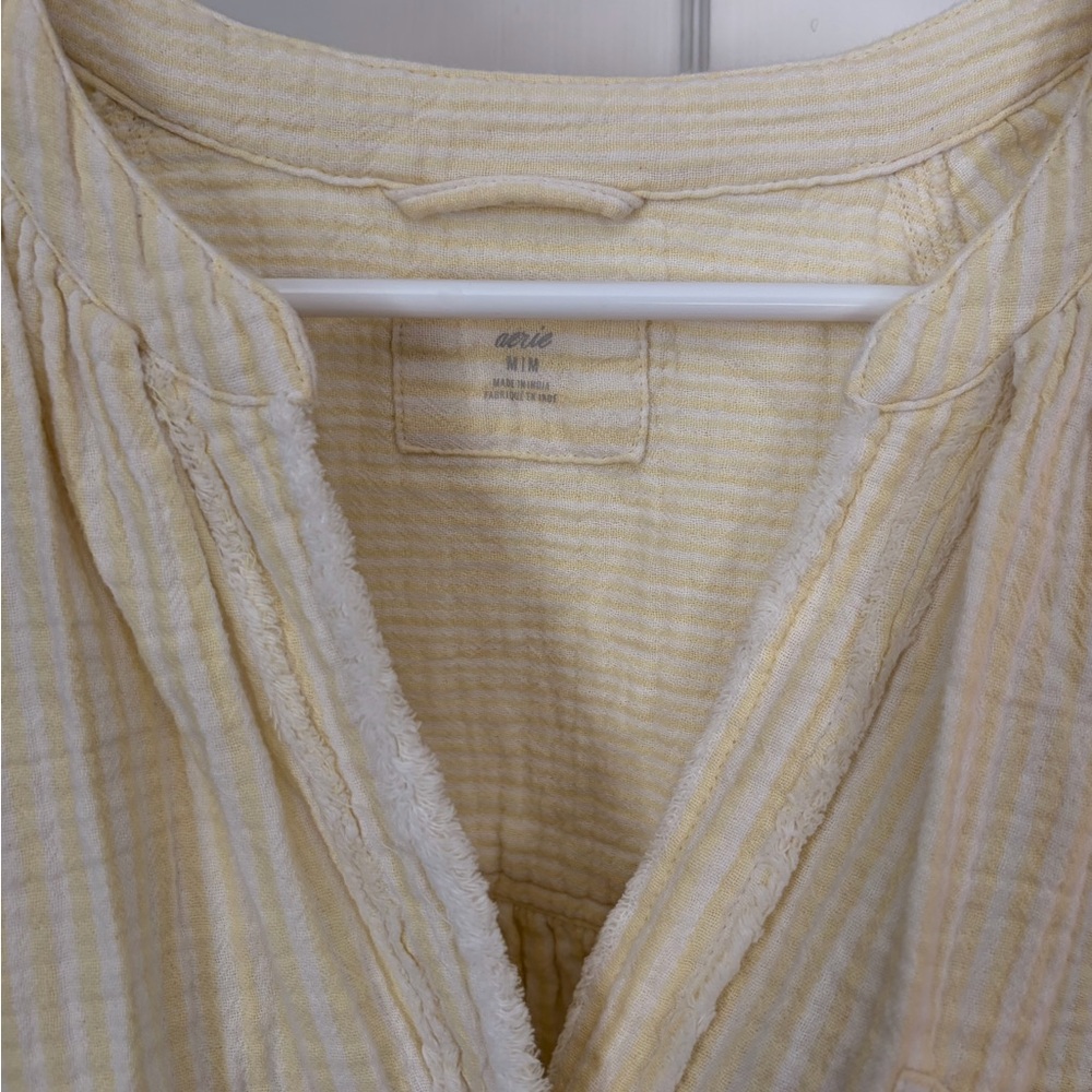 Aerie Soft Yellow and White Striped Top